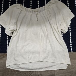 Cream Cotton Fluttersleeve Blouse